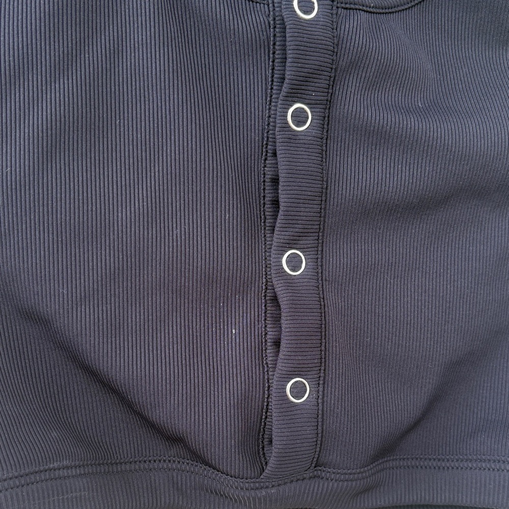 Black Crop Top with Button Detail - Picture 7 of 8